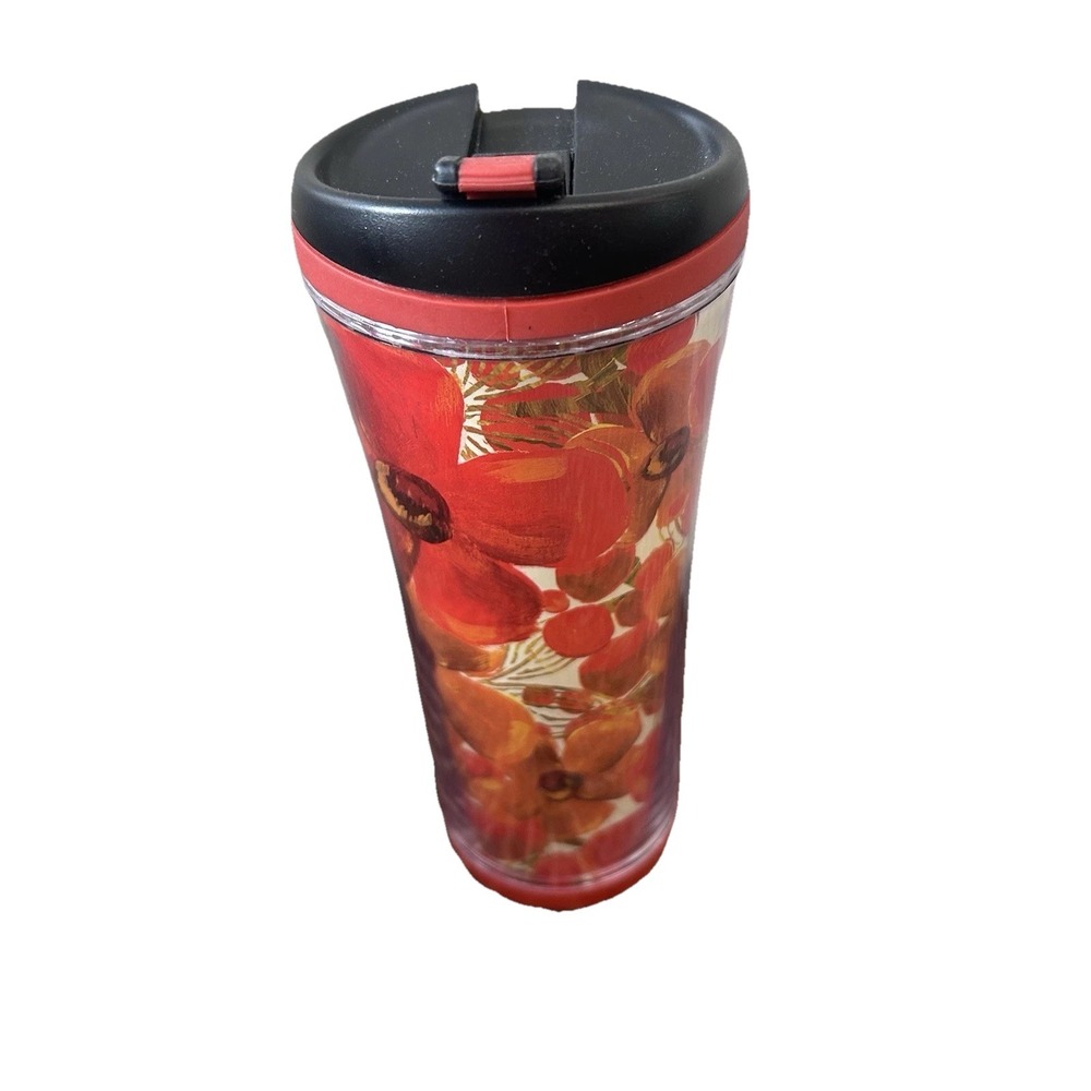 Starbucks Posey Flower Insulated Mug 2007‎ Flip Top Cup 16 oz New Collectible